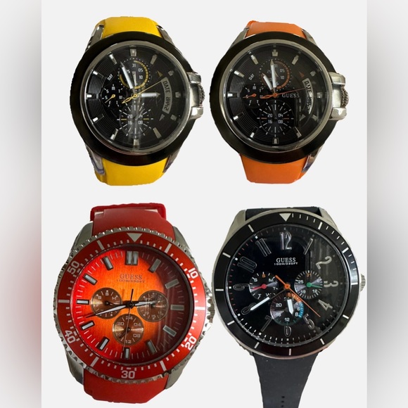 Lot of 4 men’s guess watch 100m silicon bandBRAND NEW NEED BATTERIES NO BOX - Picture 1 of 13